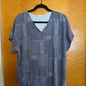Cotton Blue Patterned Short Sleeve Tee